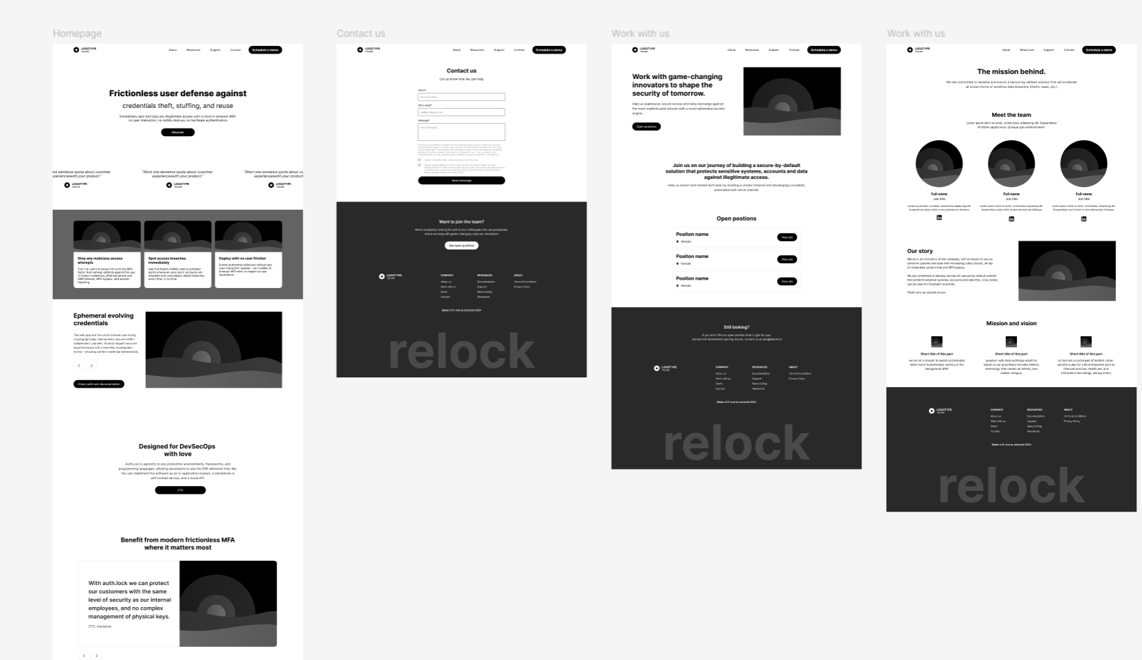 Low-fidelity wireframes